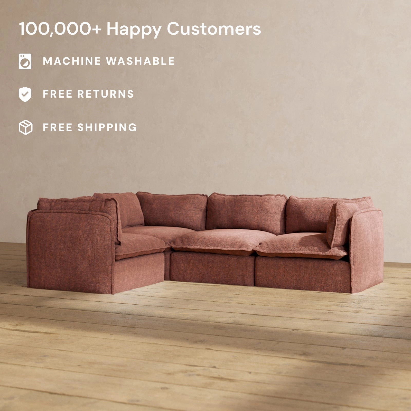 Modular Performance 4-Seater Corner Sectional in Chestnut | Relaxed Blend