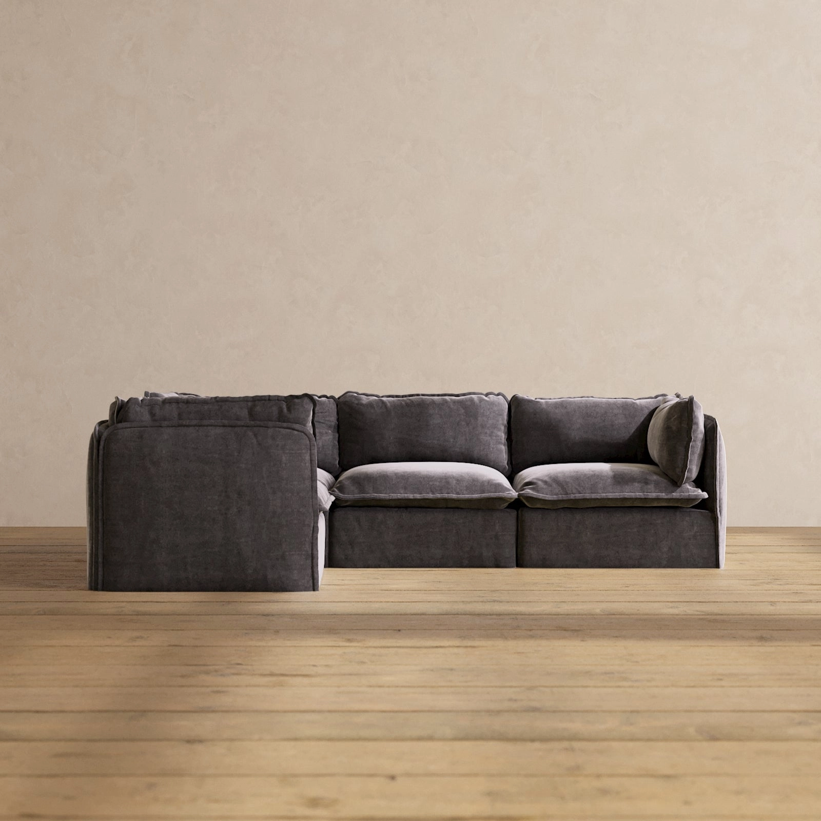 Modular Performance 4-Seater Corner Sectional in Cinder | Deluxe Blend