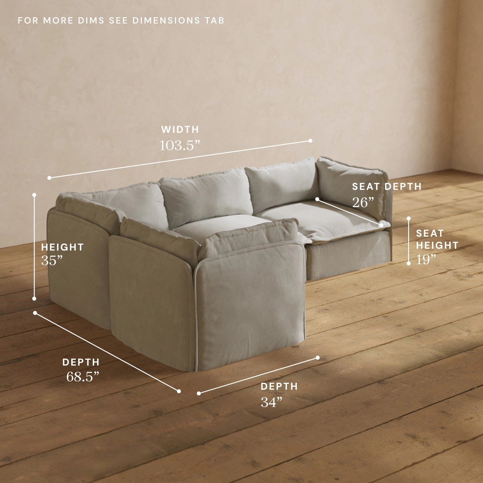 Modular Performance 4-Seater Corner Sectional in Cloud | Deluxe Blend