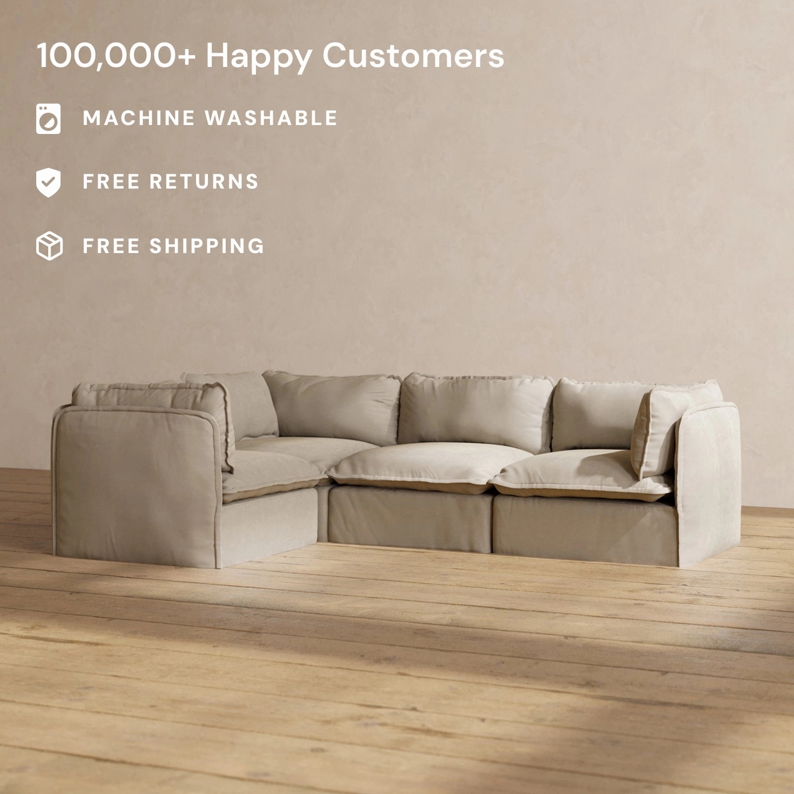 Modular Performance 4-Seater Corner Sectional in Dune | Deluxe Blend