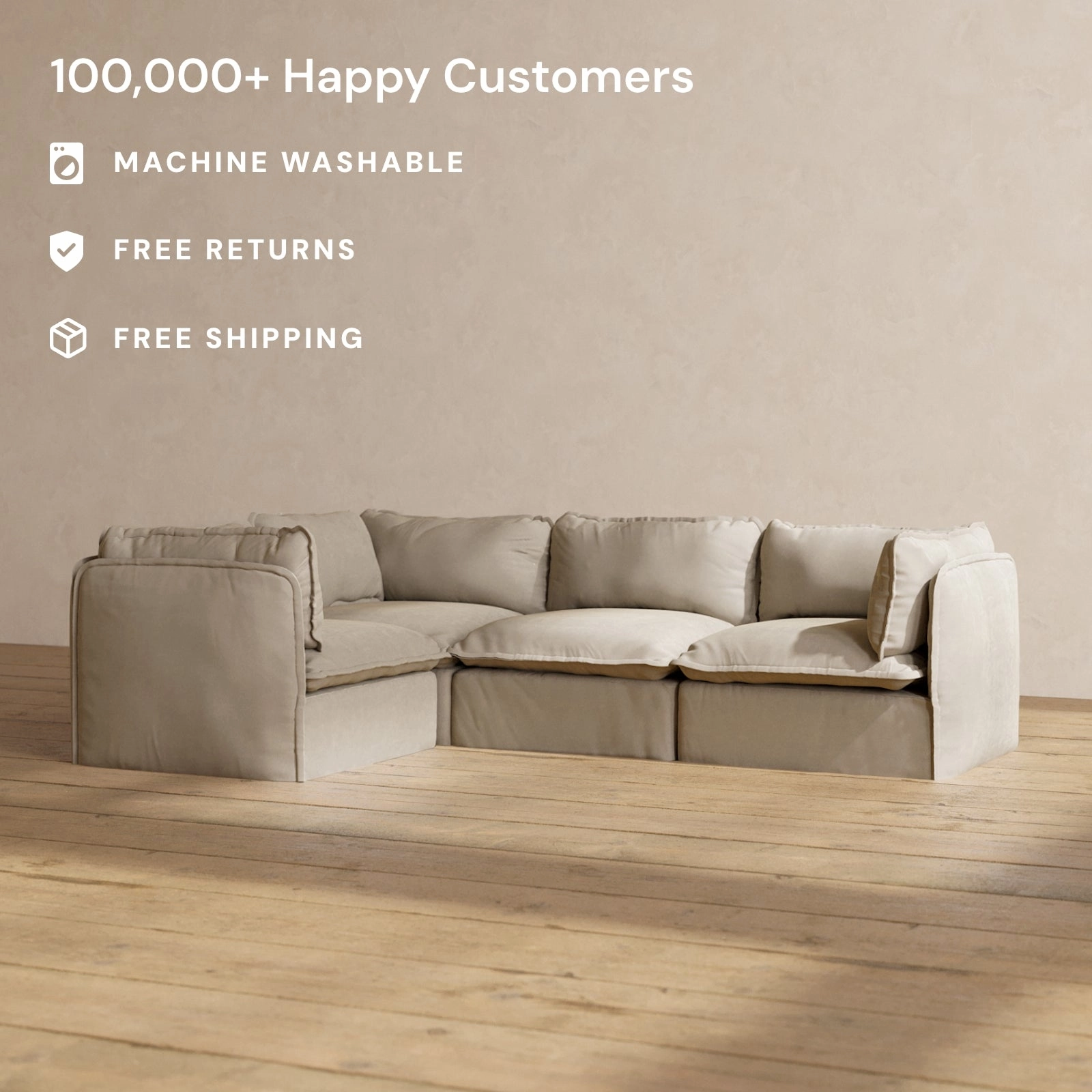 Modular Performance 4-Seater Corner Sectional in Dune | Deluxe Blend