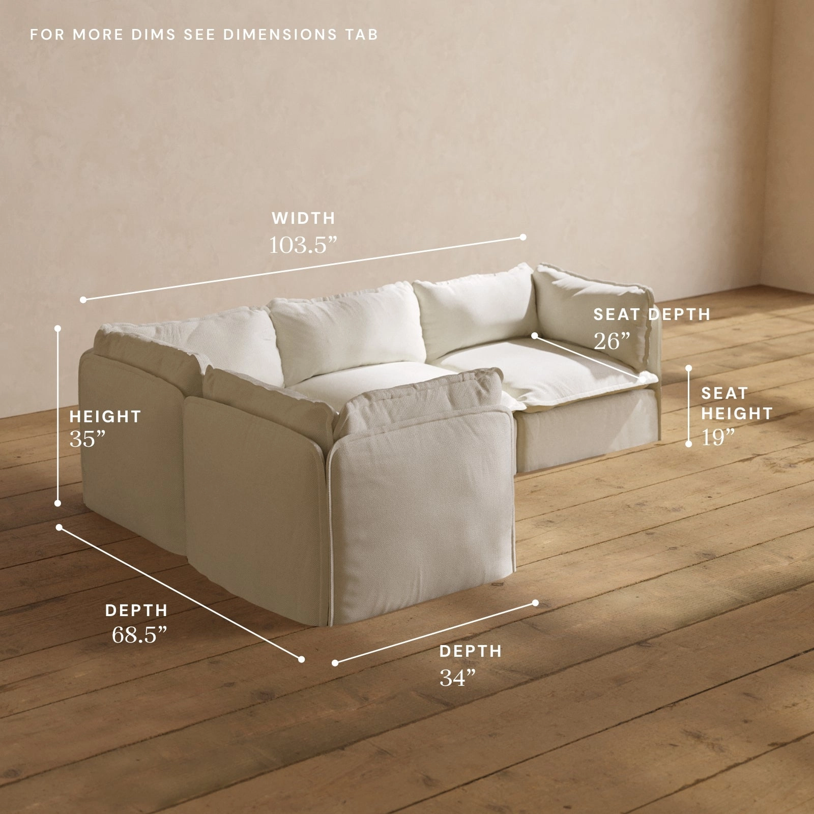 Modular Performance 4-Seater Corner Sectional in Eggshell | Deluxe Blend
