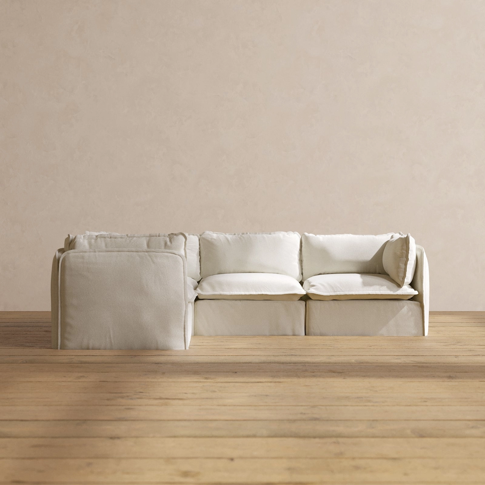 Modular Performance 4-Seater Corner Sectional in Eggshell | Deluxe Blend