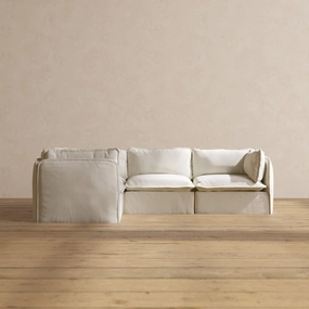 Modular Performance 4-Seater Corner Sectional in Eggshell | Deluxe Blend