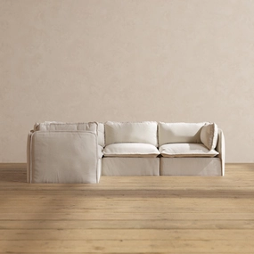 Modular Performance 4-Seater Corner Sectional in Flour | Relaxed Blend