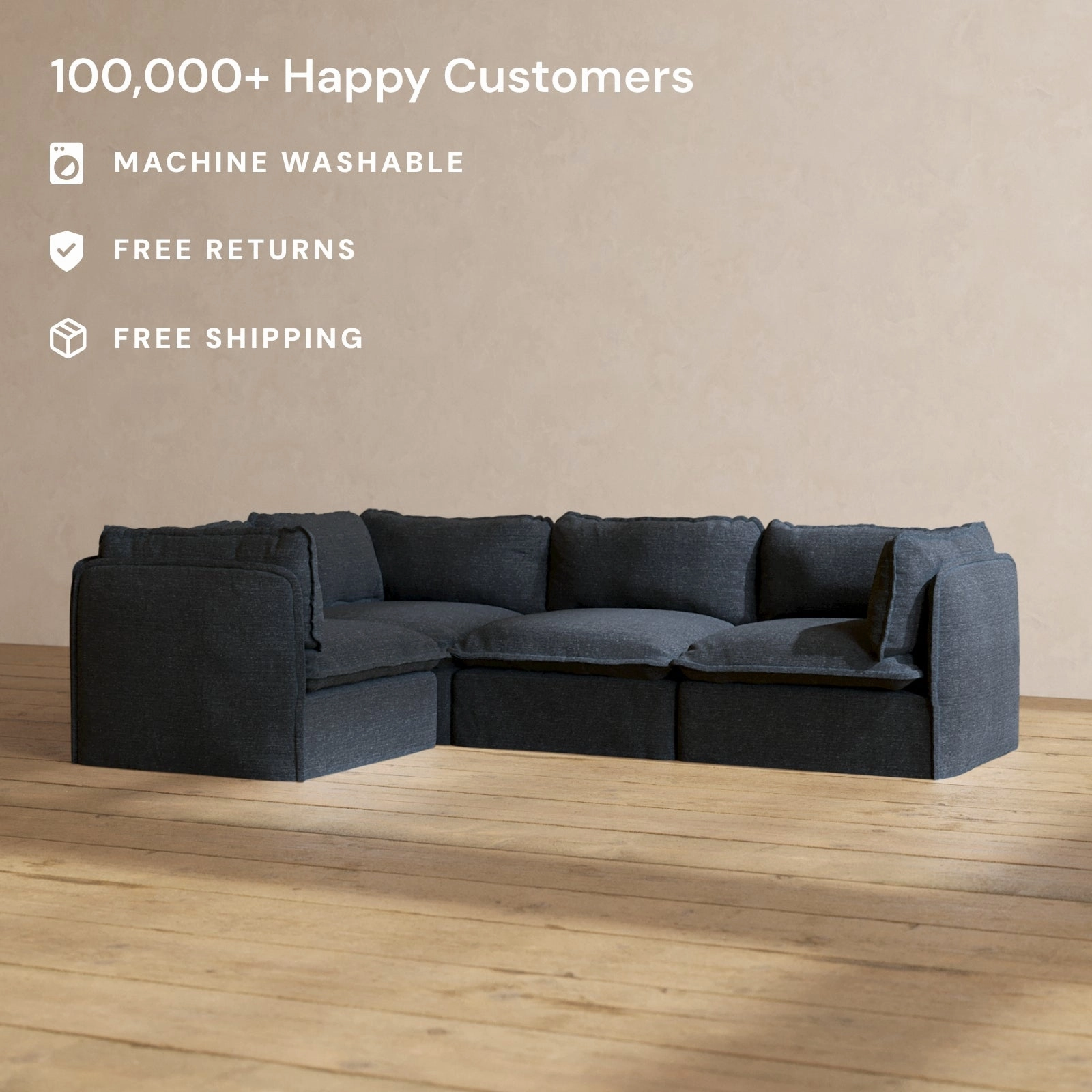 Modular Performance 4-Seater Corner Sectional in Indigo | Deluxe Blend