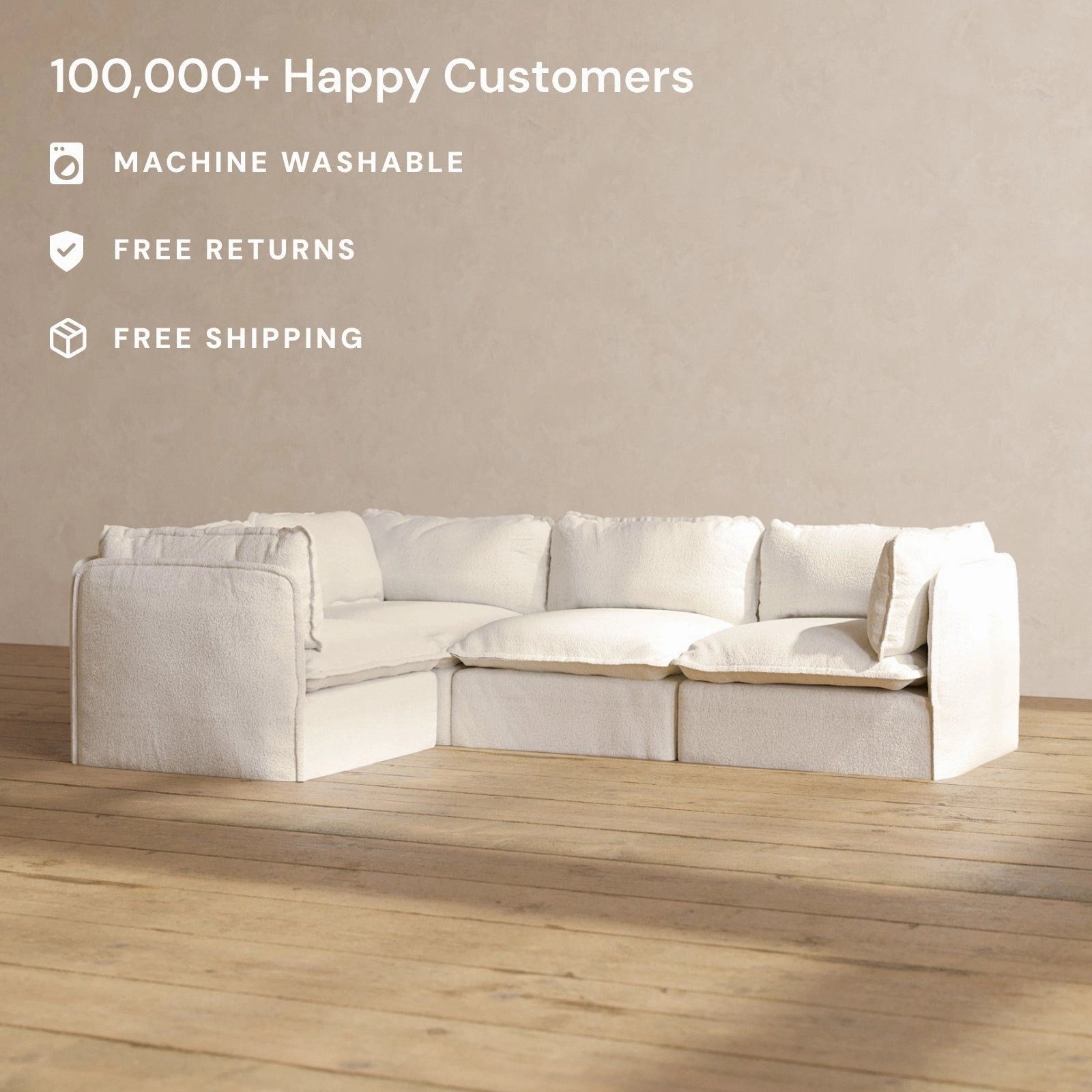 Modular Performance 4-Seater Corner Sectional in Mousse | Deluxe Blend