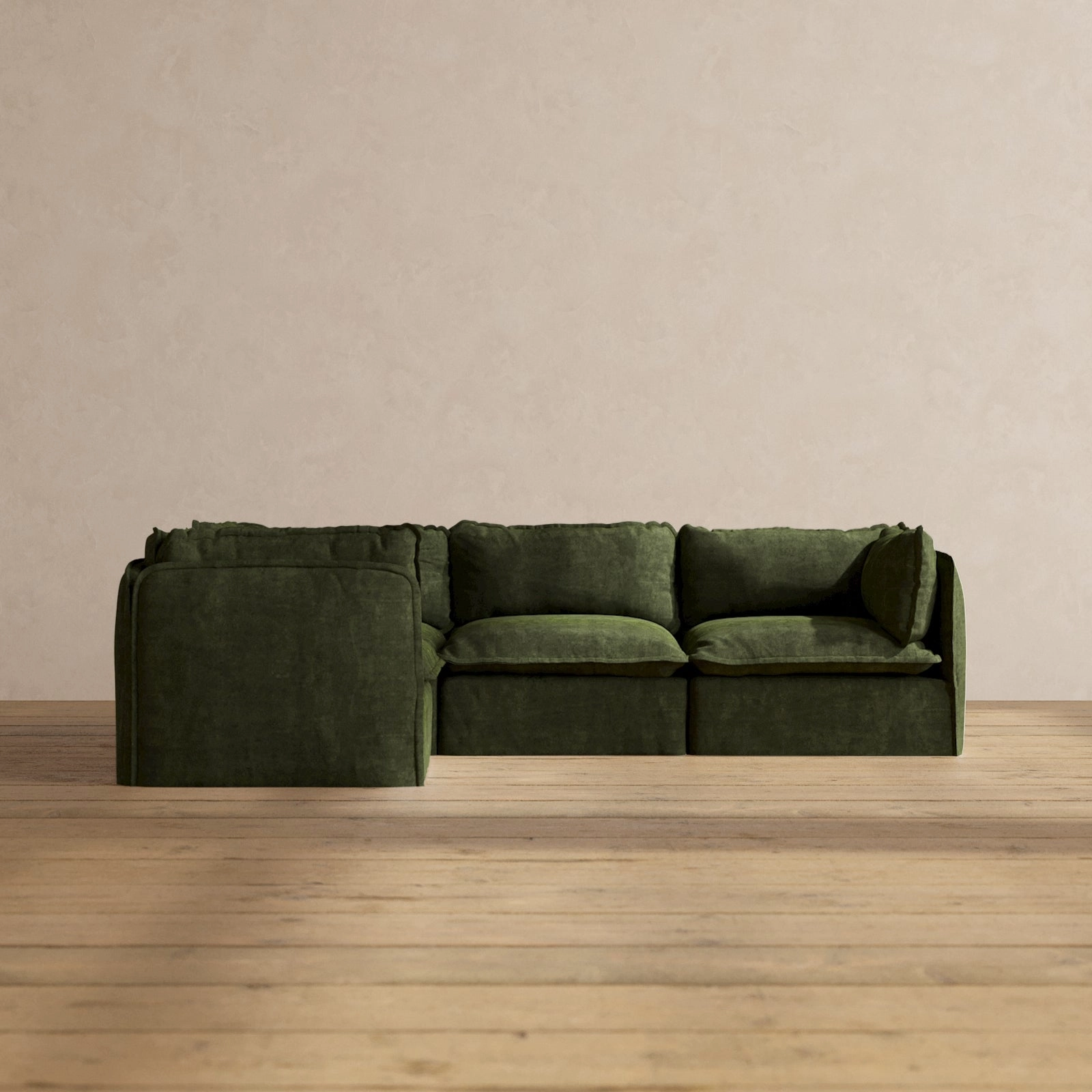 Modular Performance 4-Seater Corner Sectional in Olive | Deluxe Blend