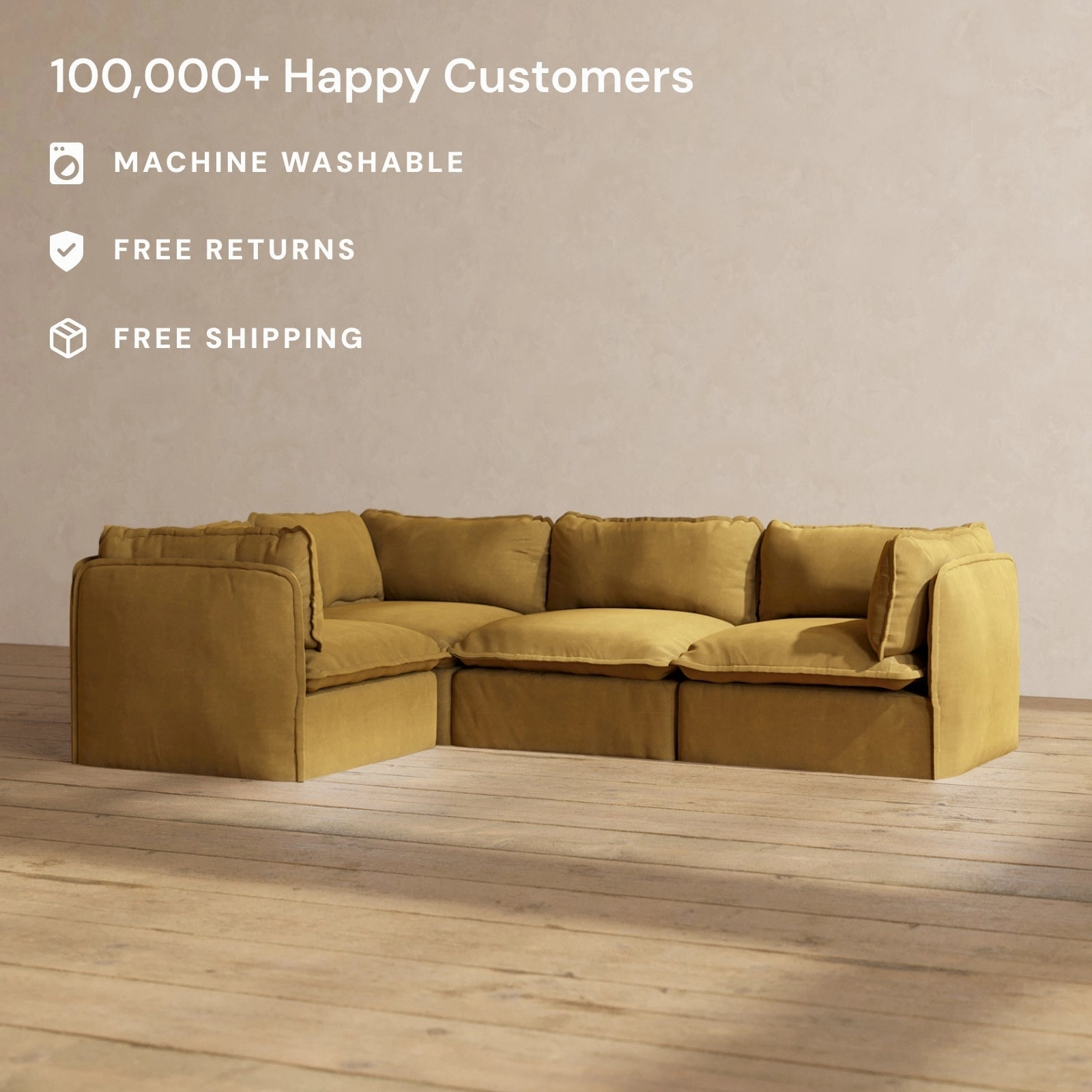 Modular Performance 4-Seater Corner Sectional in Toffee | Deluxe Blend