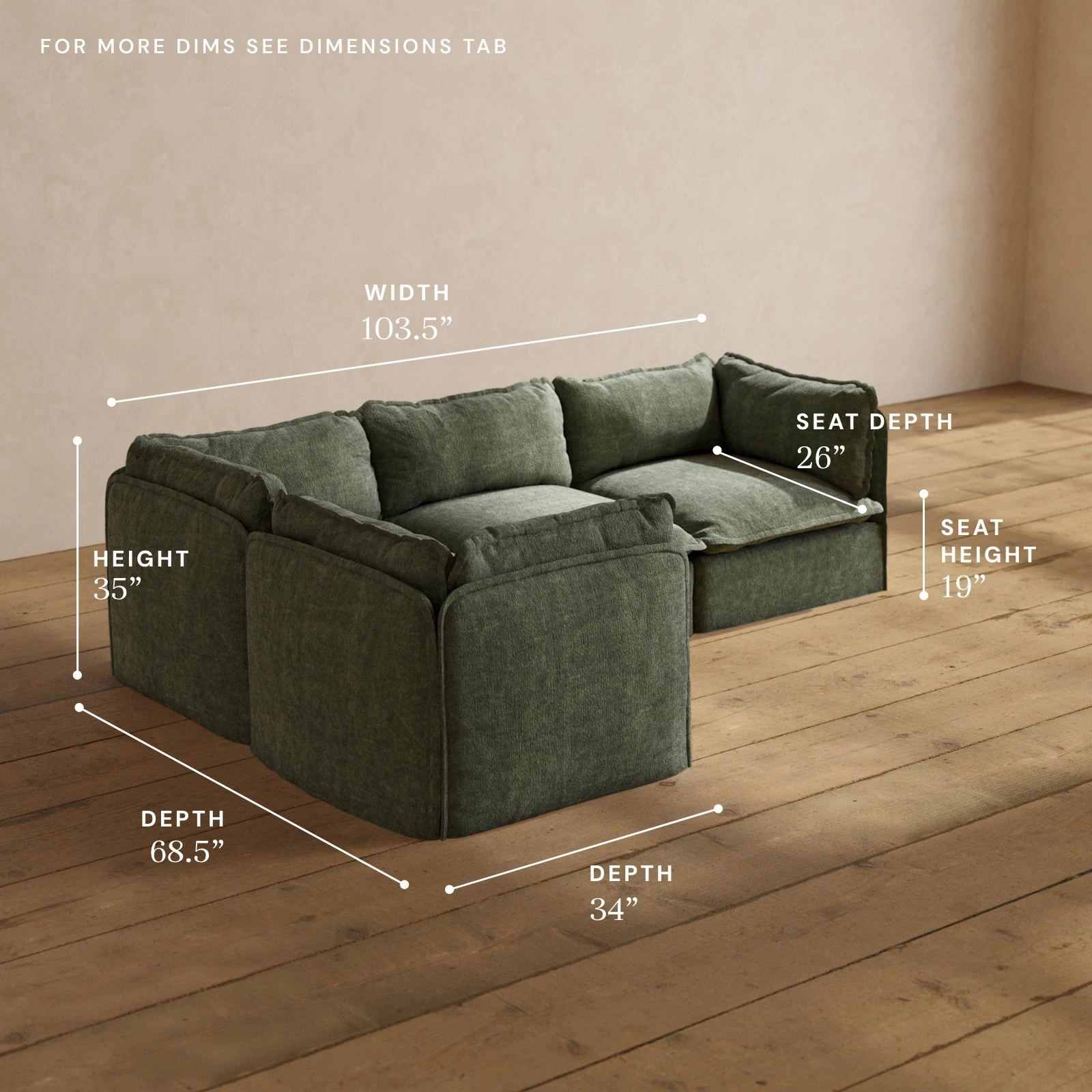 Modular Performance 4-Seater Corner Sectional in Willow | Deluxe Blend