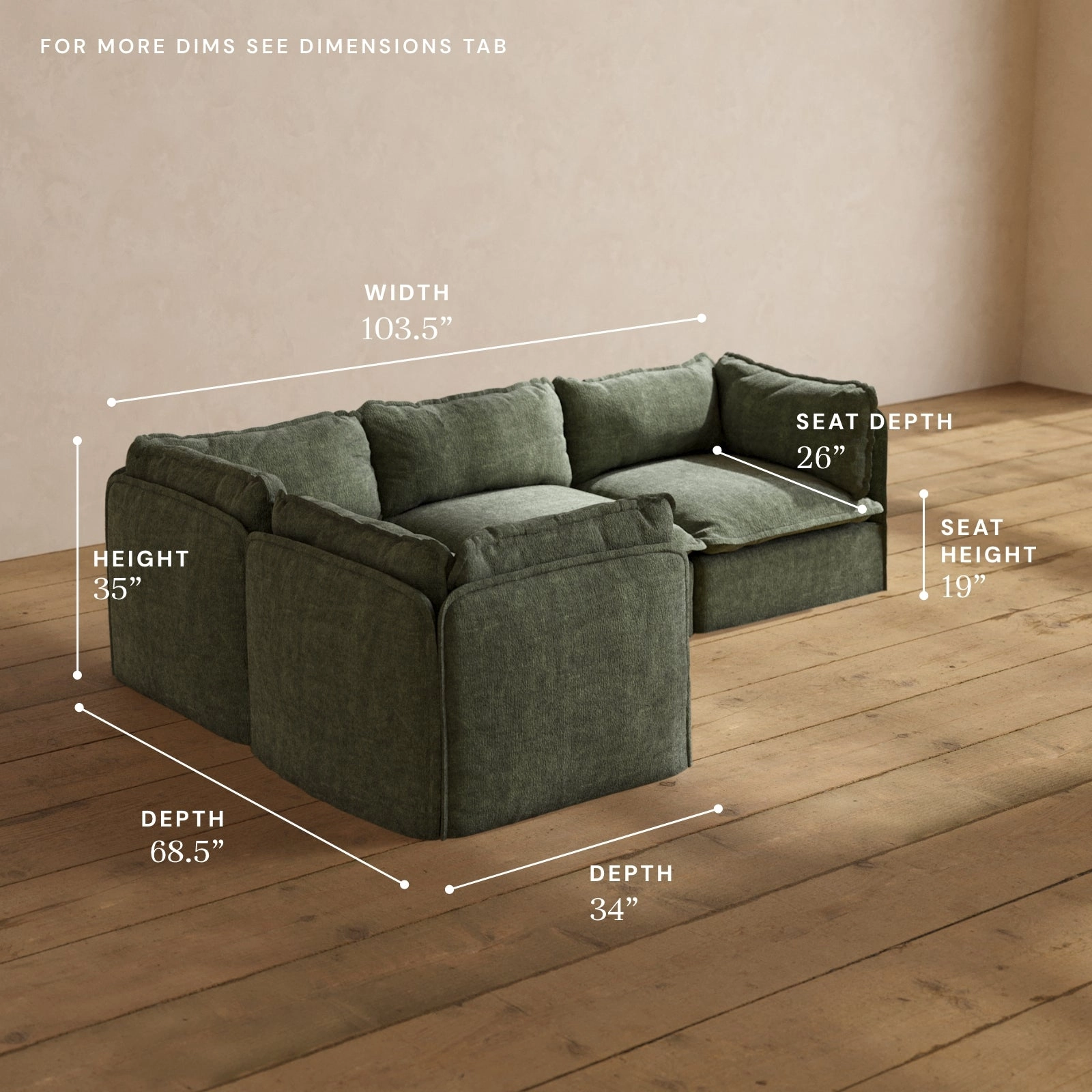 Modular Performance 4-Seater Corner Sectional in Willow | Deluxe Blend