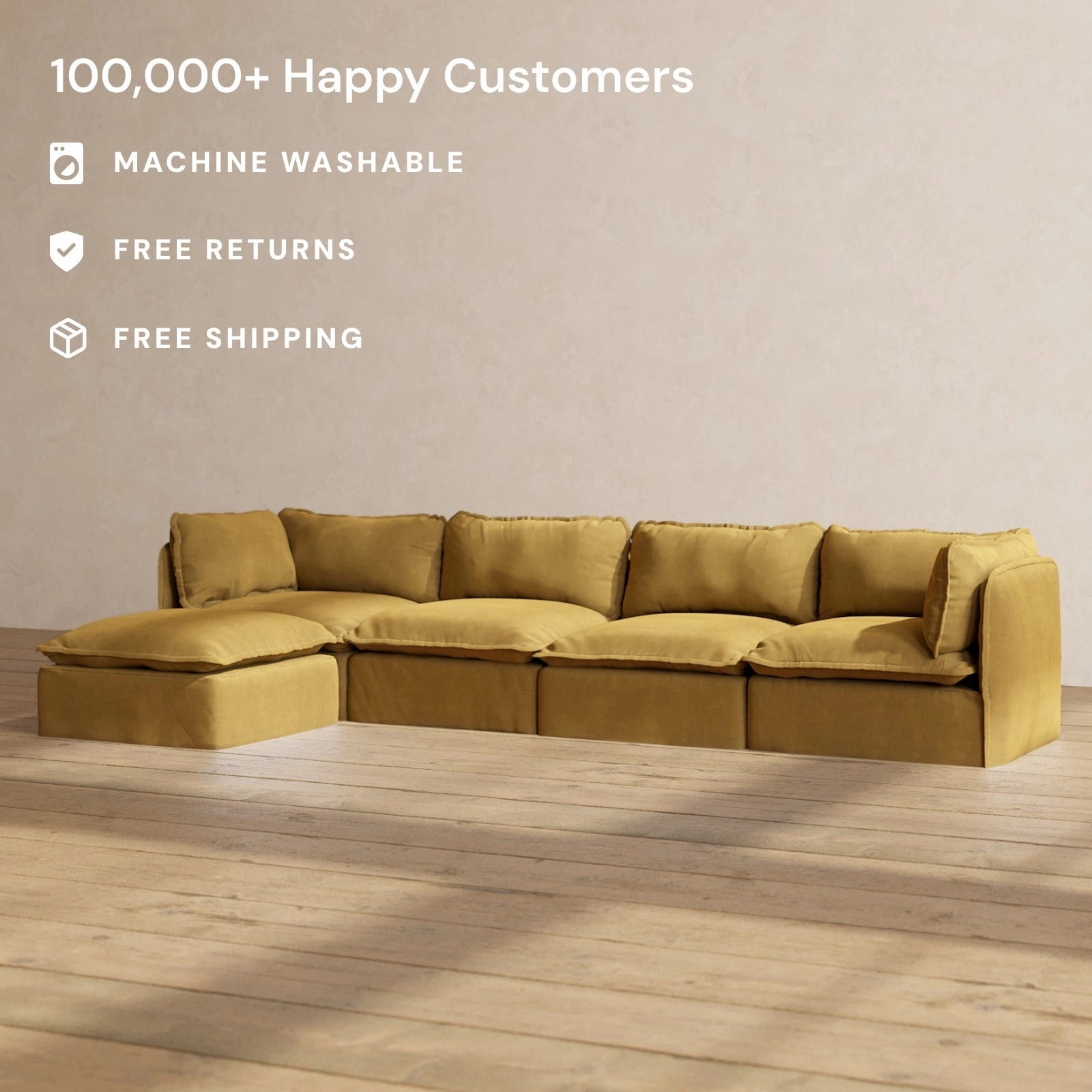 Modular Performance 4-Seater Sectional in Toffee | Relaxed Blend