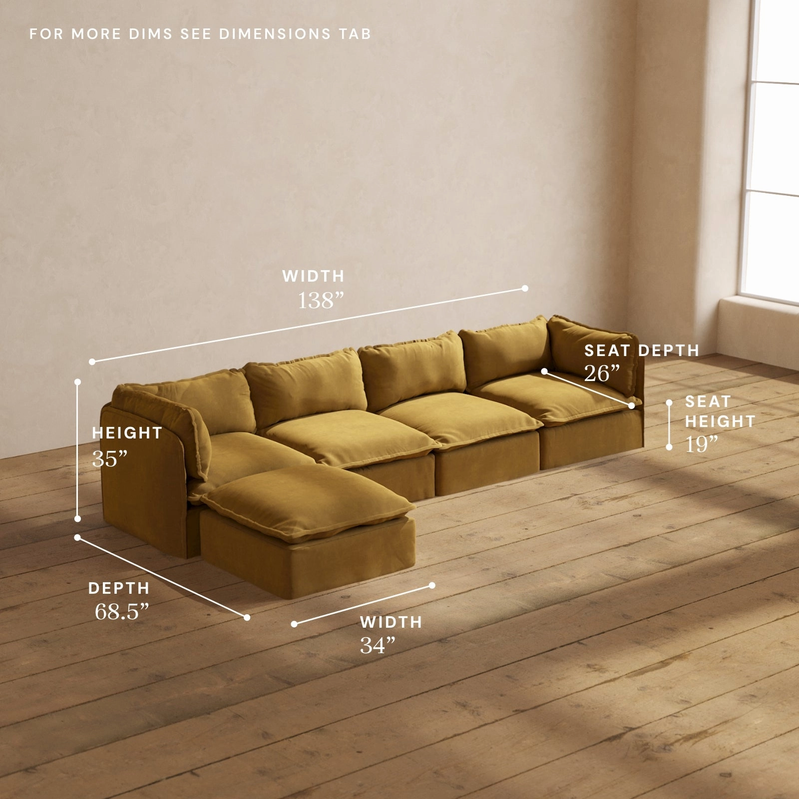 Modular Performance 4-Seater Sectional in Toffee | Relaxed Blend
