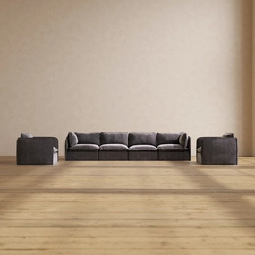 Modular Performance 4-Seater Sofa   Armchair Set in Cinder | Relaxed Blend