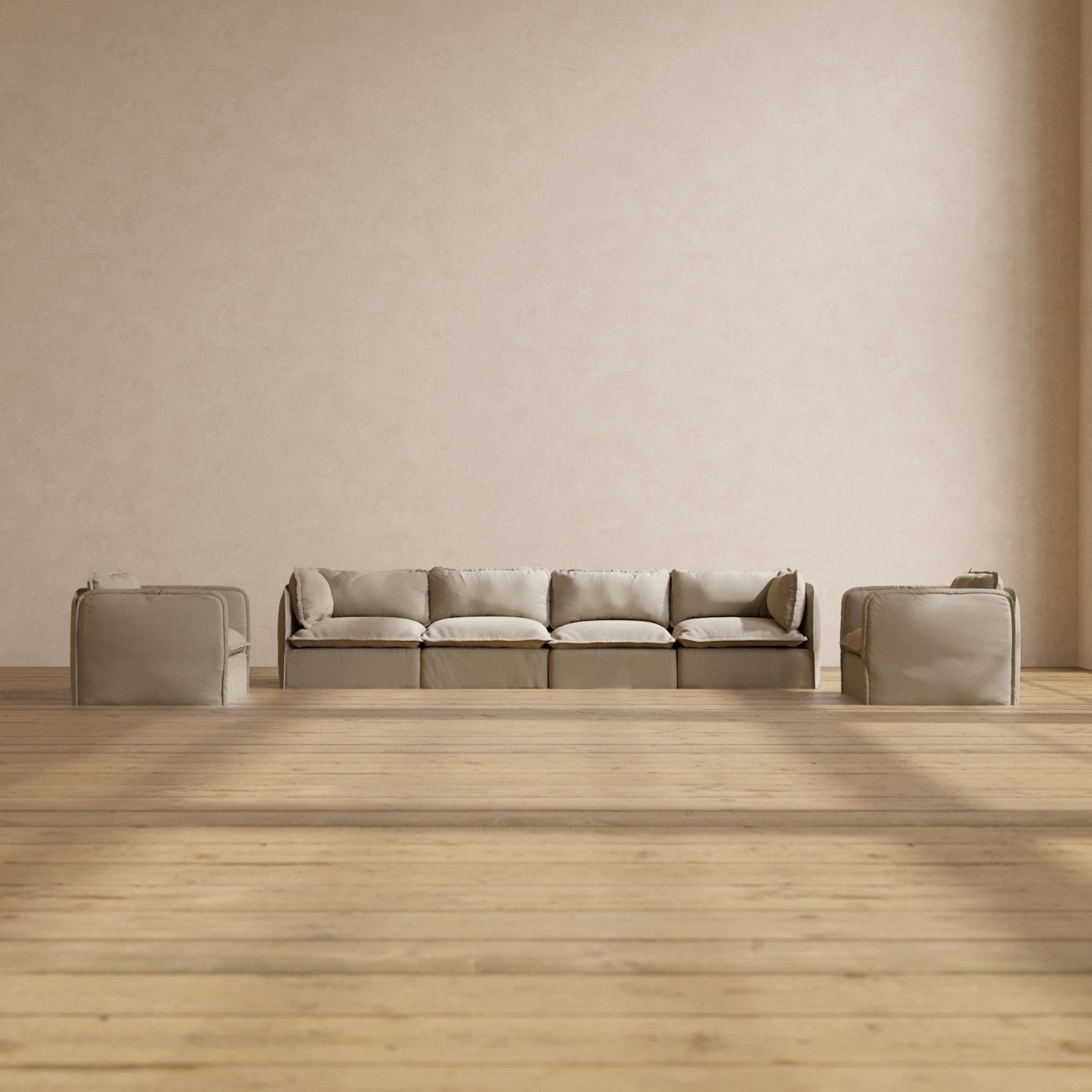 Modular Performance 4-Seater Sofa   Armchair Set in Dune | Relaxed Blend