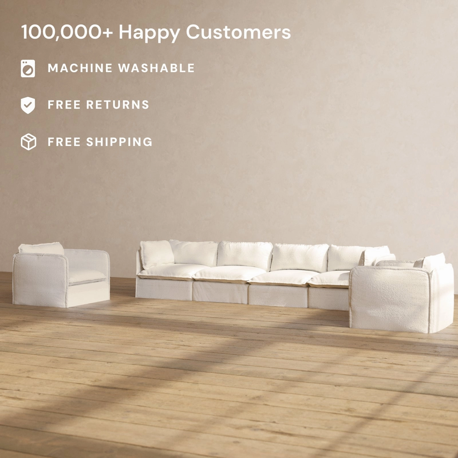 Modular Performance 4-Seater Sofa   Armchair Set in Mousse | Relaxed Blend