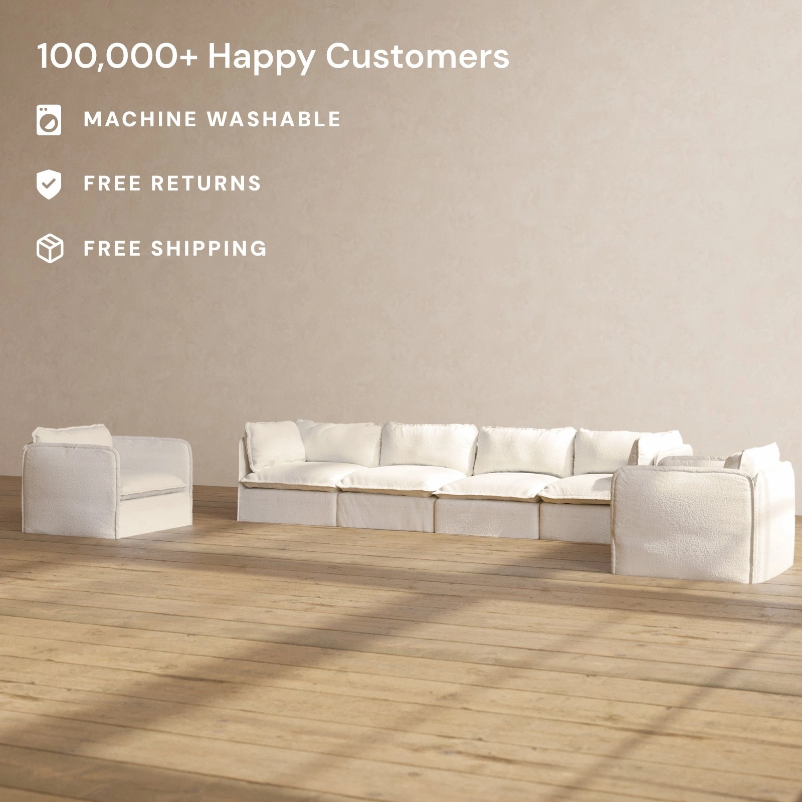 Modular Performance 4-Seater Sofa   Armchair Set in Mousse | Relaxed Blend