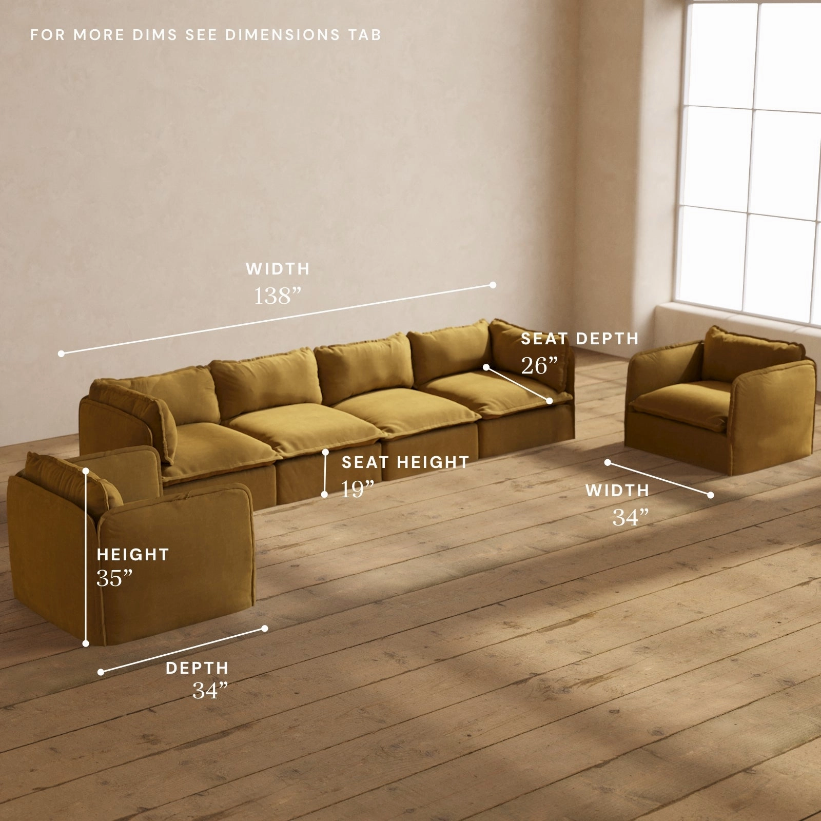 Modular Performance 4-Seater Sofa   Armchair Set in Toffee | Relaxed Blend