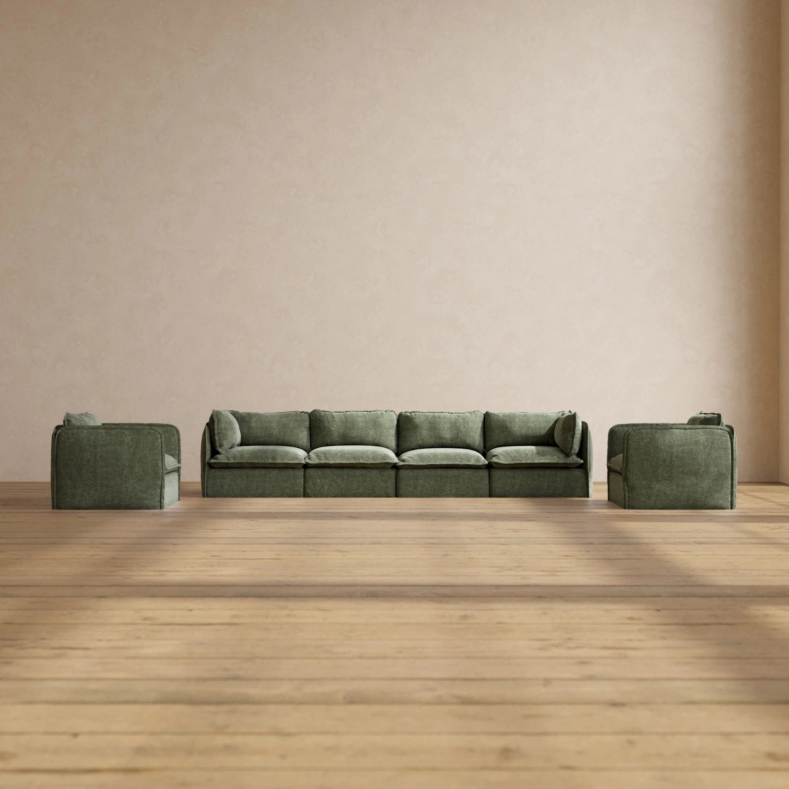 Modular Performance 4-Seater Sofa   Armchair Set in Willow | Relaxed Blend