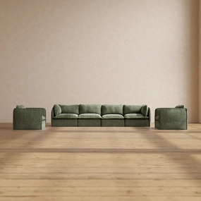 Modular Performance 4-Seater Sofa   Armchair Set in Willow | Relaxed Blend