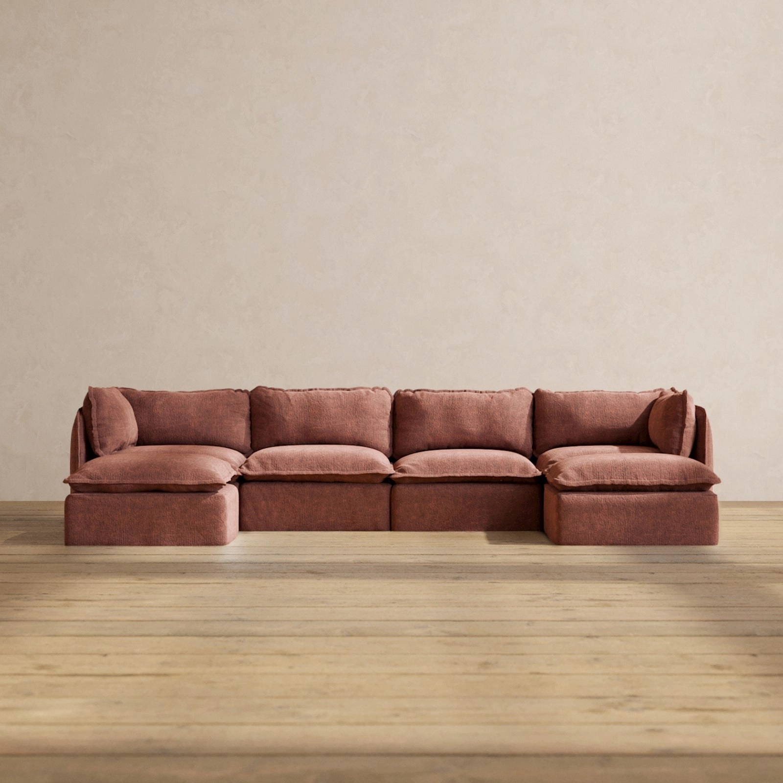 Modular Performance 4-Seater U-Sectional in Chestnut | Deluxe Blend