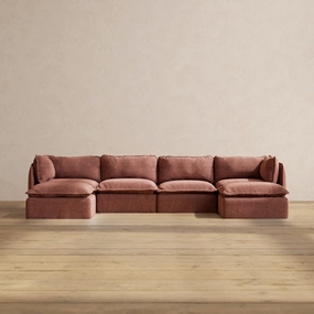 Modular Performance 4-Seater U-Sectional in Chestnut | Deluxe Blend
