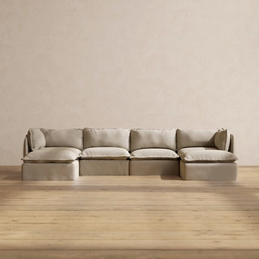 Modular Performance 4-Seater U-Sectional in Dune | Deluxe Blend