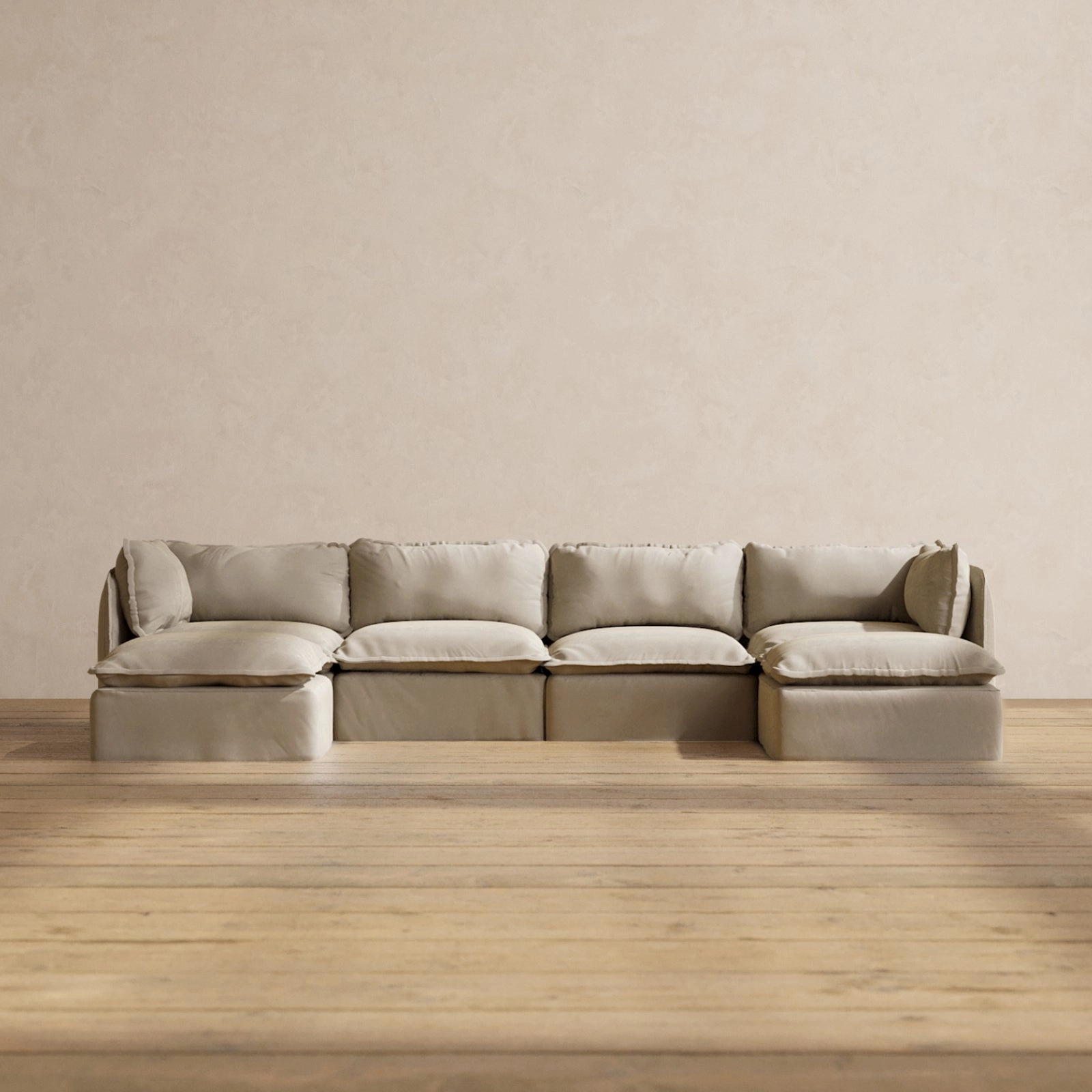 Modular Performance 4-Seater U-Sectional in Dune | Deluxe Blend