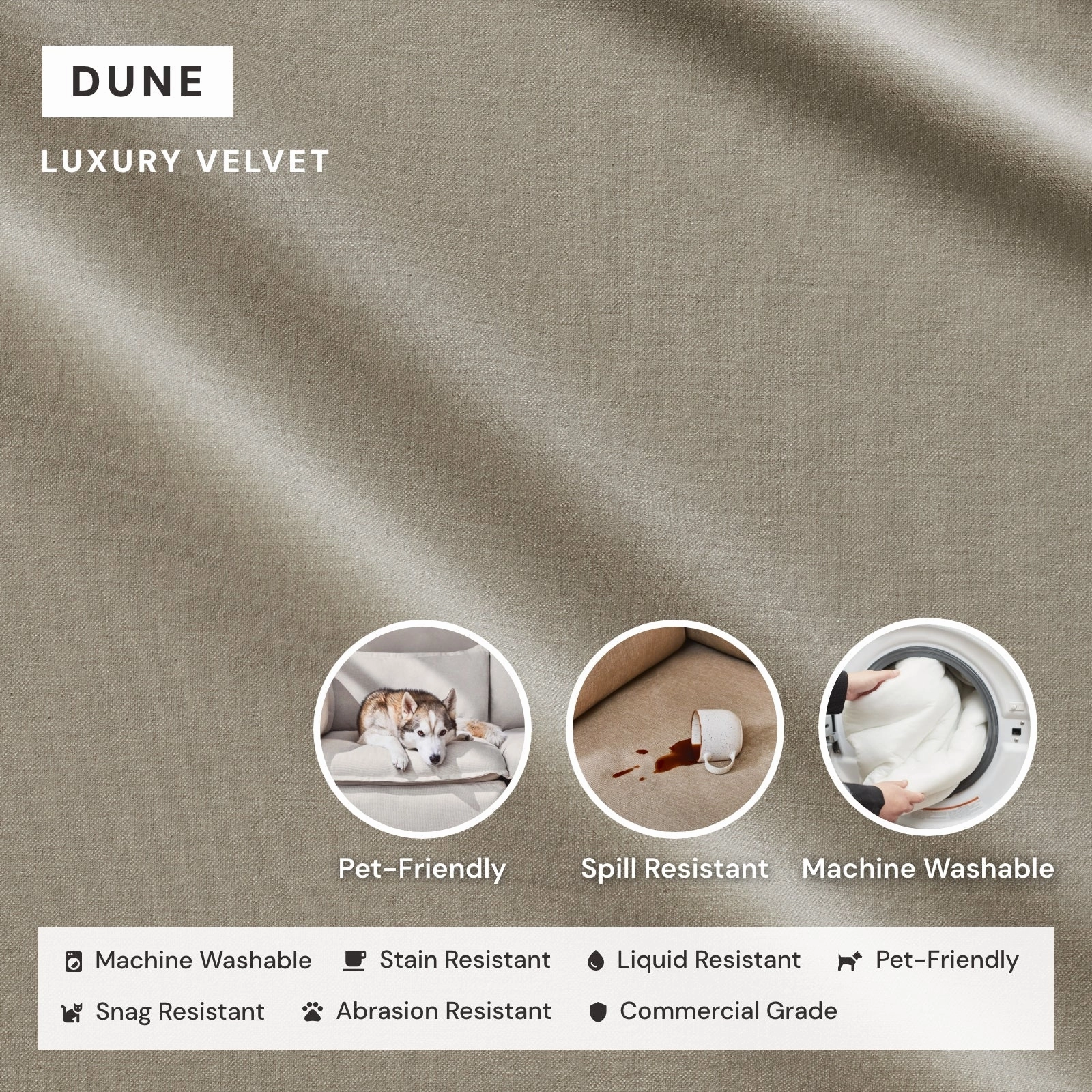 Modular Performance 4-Seater U-Sectional in Dune | Deluxe Blend
