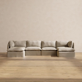 Modular Performance 4-Seater U-Sectional in Dune | Relaxed Blend