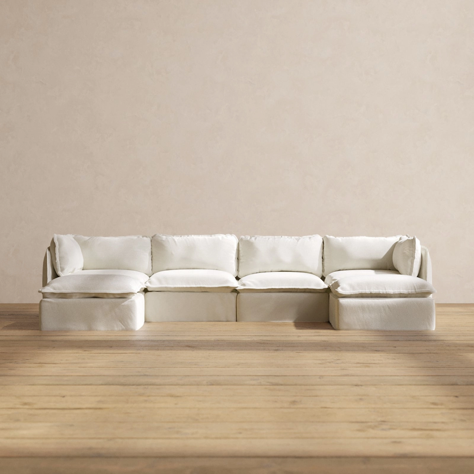 Modular Performance 4-Seater U-Sectional in Eggshell | Deluxe Blend