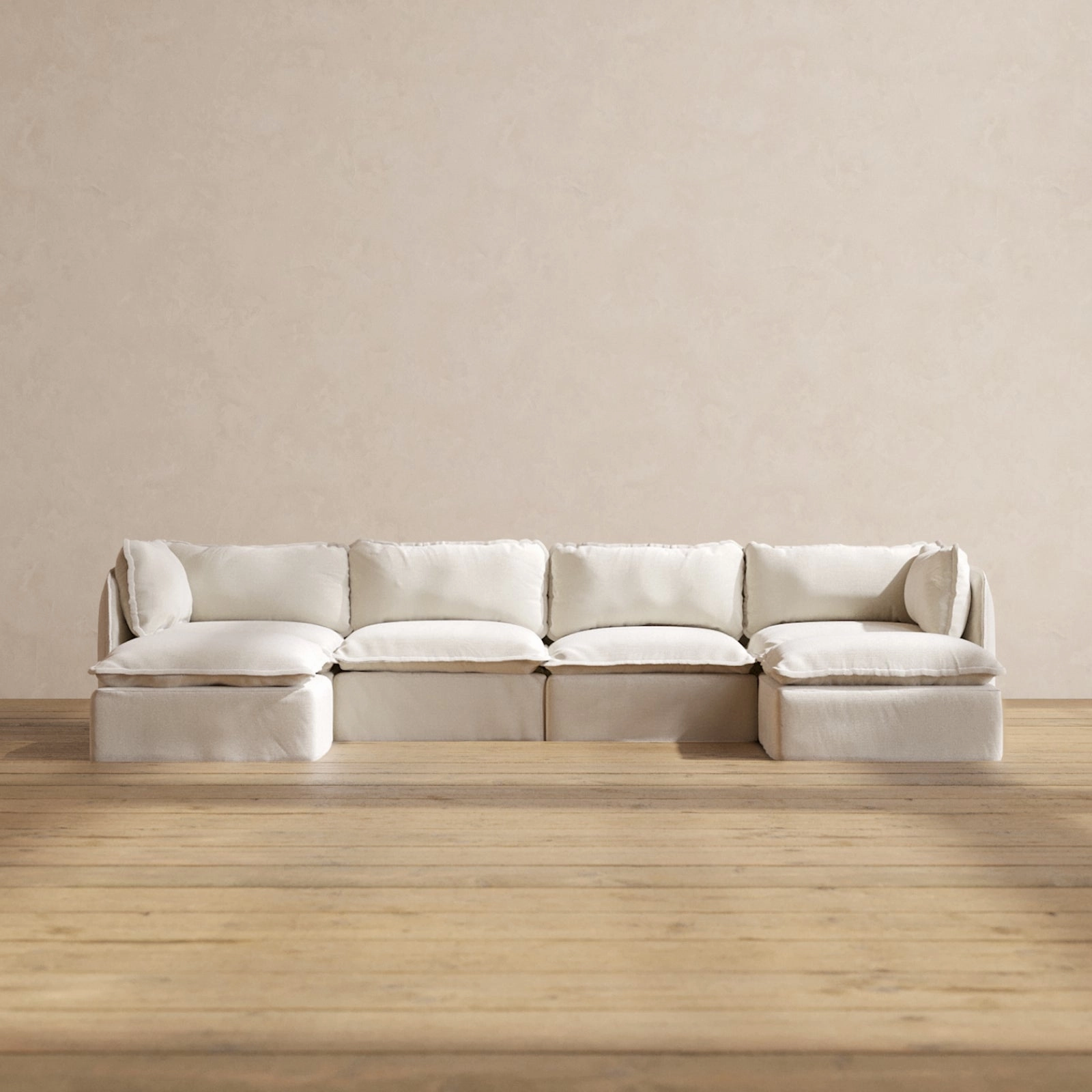 Modular Performance 4-Seater U-Sectional in Flour | Deluxe Blend