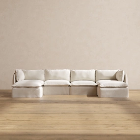 Modular Performance 4-Seater U-Sectional in Flour | Deluxe Blend