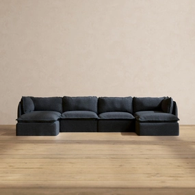 Modular Performance 4-Seater U-Sectional in Indigo | Relaxed Blend