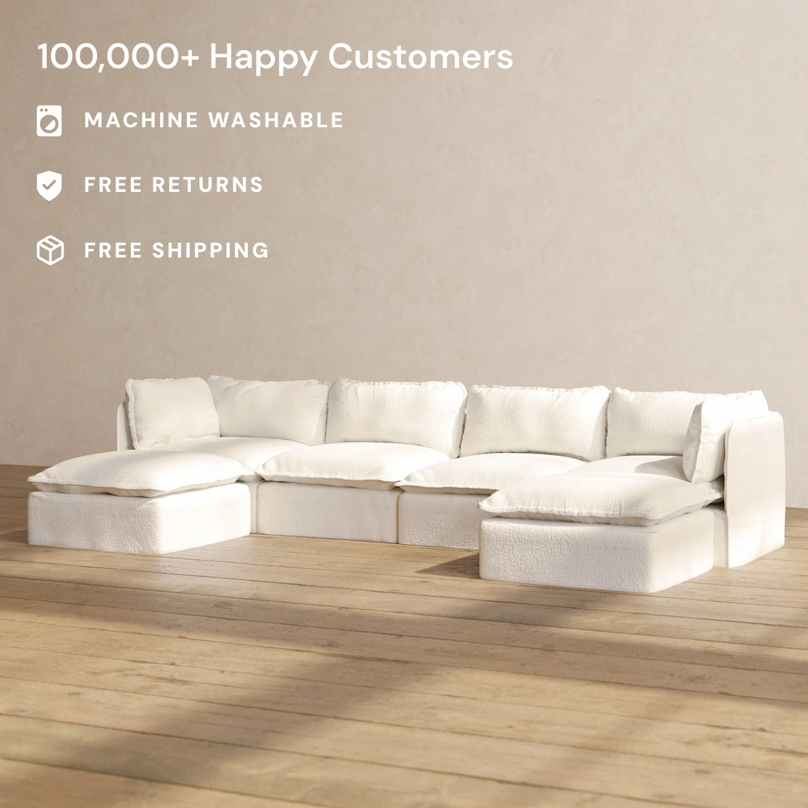 Modular Performance 4-Seater U-Sectional in Mousse | Deluxe Blend