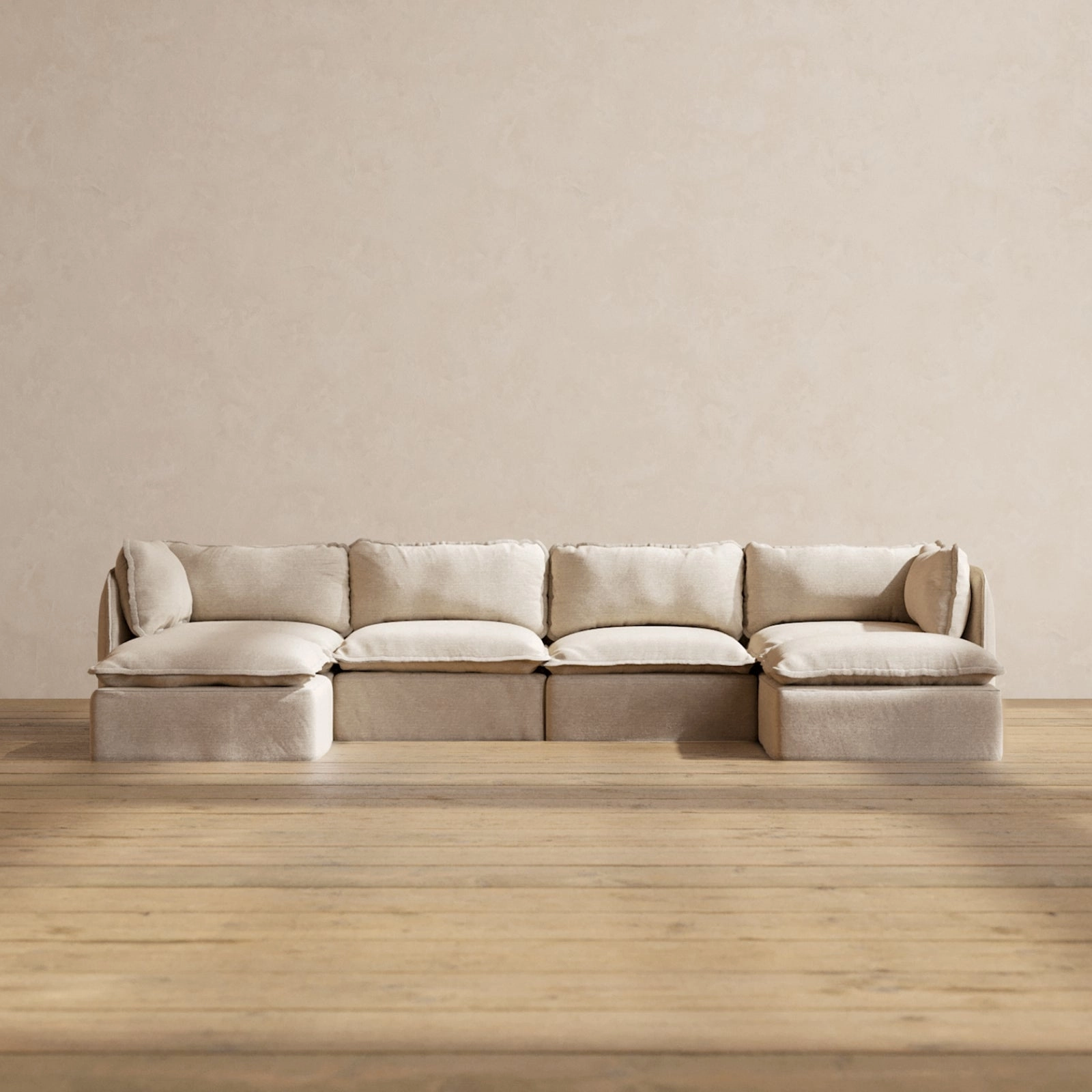 Modular Performance 4-Seater U-Sectional in Oat | Deluxe Blend