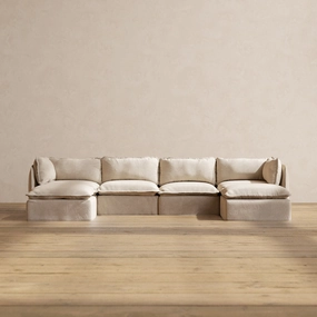 Modular Performance 4-Seater U-Sectional in Oat | Deluxe Blend