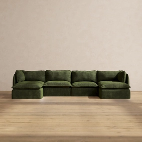 Modular Performance 4-Seater U-Sectional in Olive | Deluxe Blend