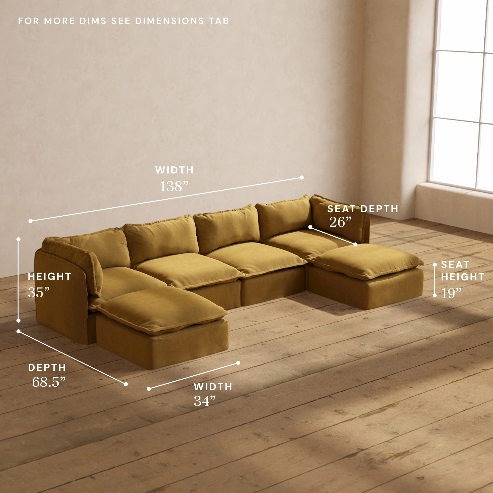 Modular Performance 4-Seater U-Sectional in Toffee | Deluxe Blend