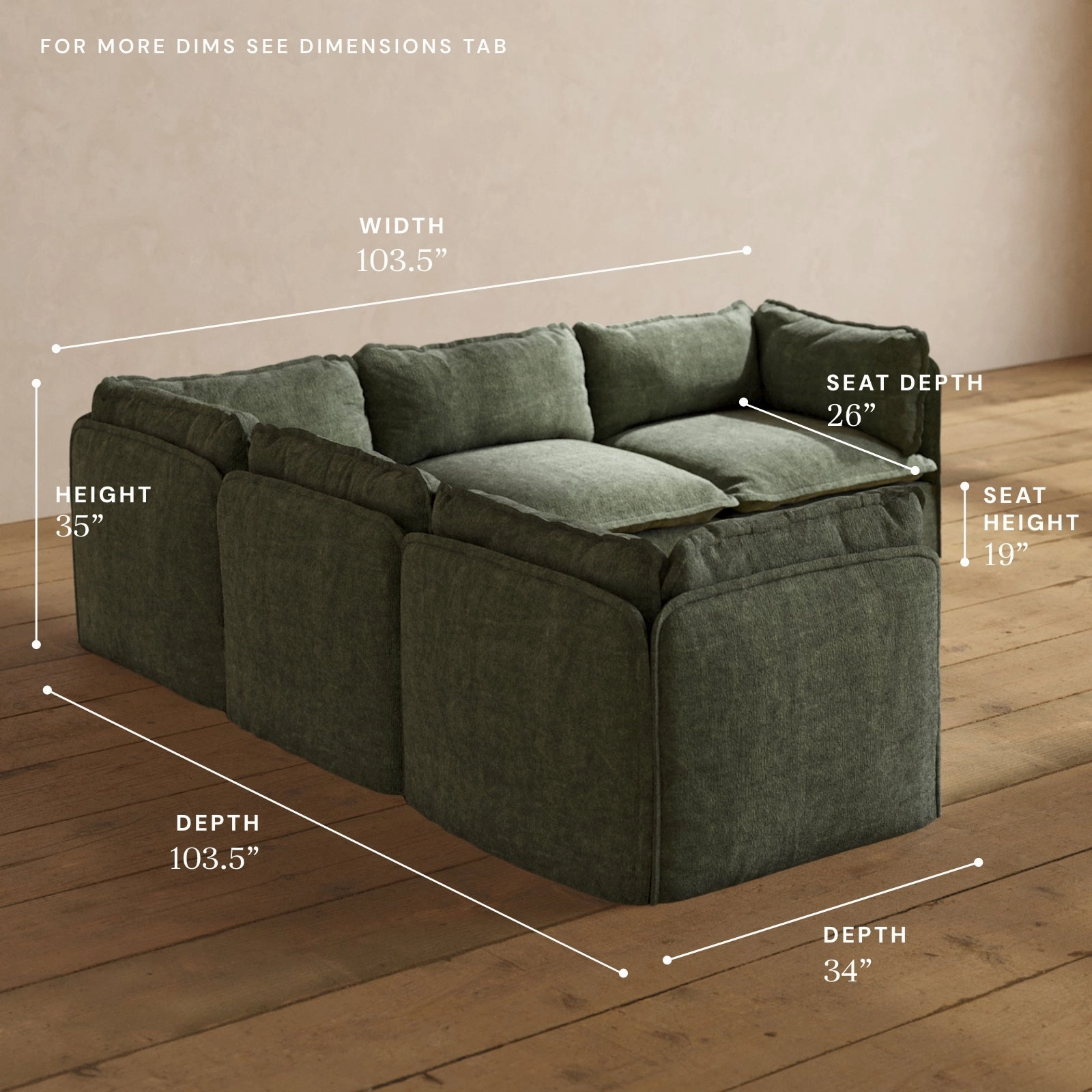 Modular Performance 5-Seater Corner Sectional in Willow | Deluxe Blend