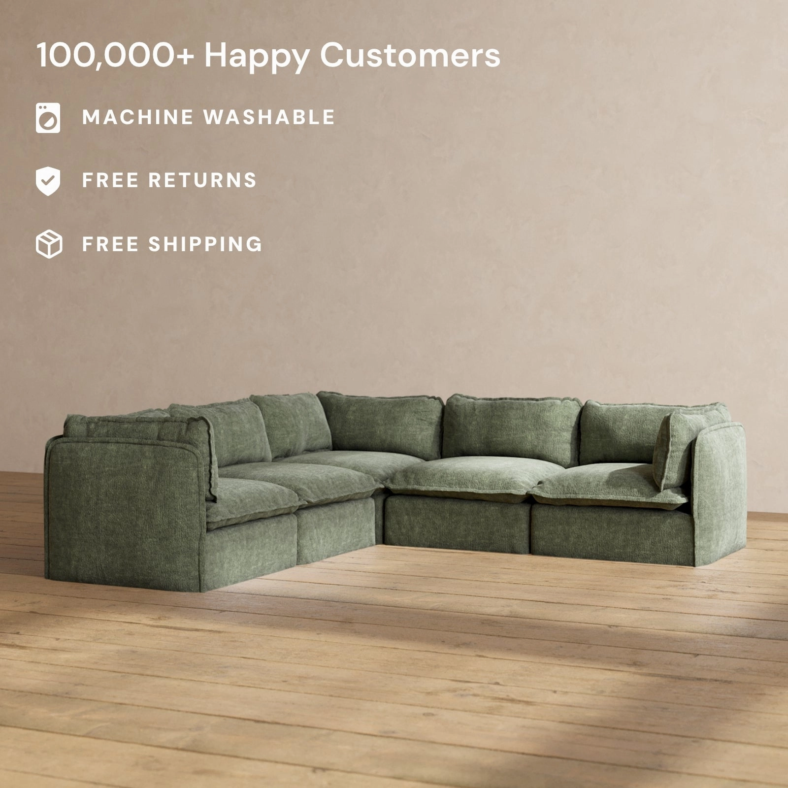 Modular Performance 5-Seater Corner Sectional in Willow | Deluxe Blend