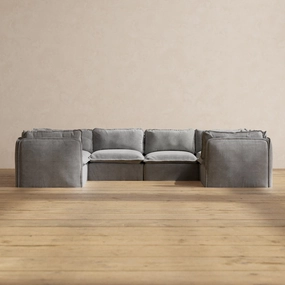 Modular Performance 6-Seater U-Sectional in Ash | Deluxe Blend