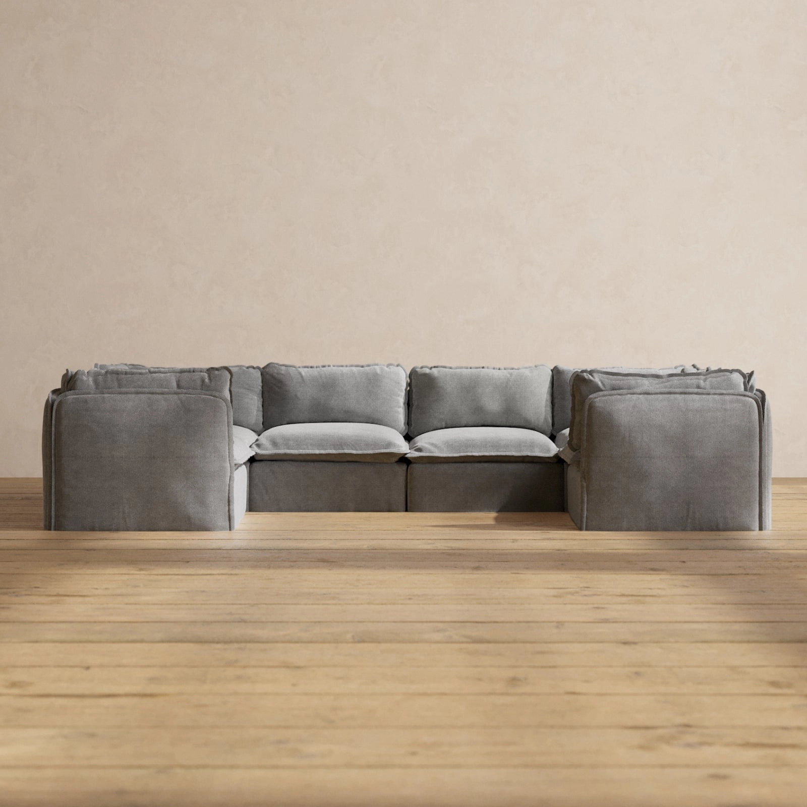 Modular Performance 6-Seater U-Sectional in Ash | Deluxe Blend