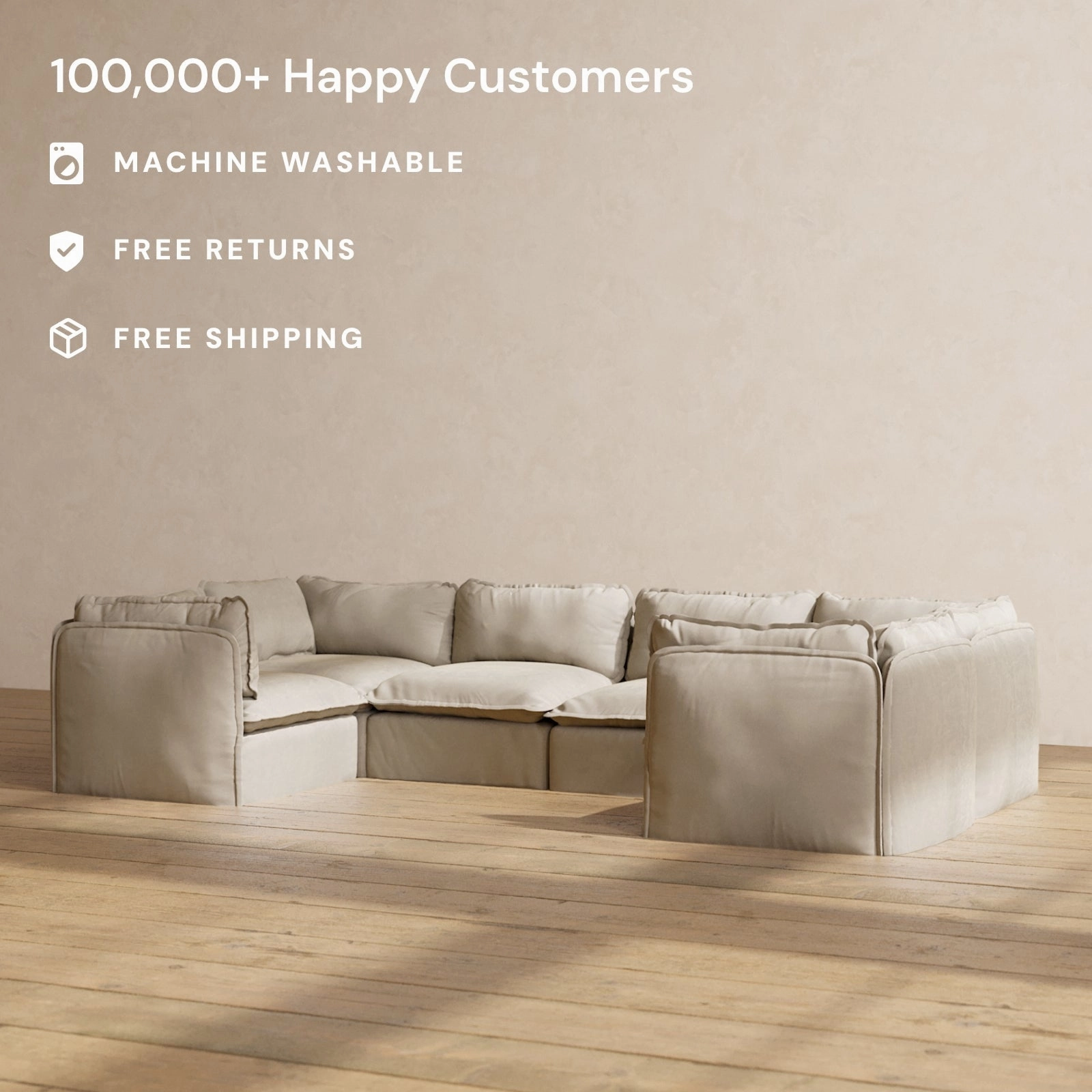 Modular Performance 6-Seater U-Sectional in Dune | Relaxed Blend