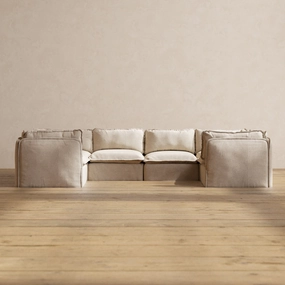 Modular Performance 6-Seater U-Sectional in Oat | Relaxed Blend