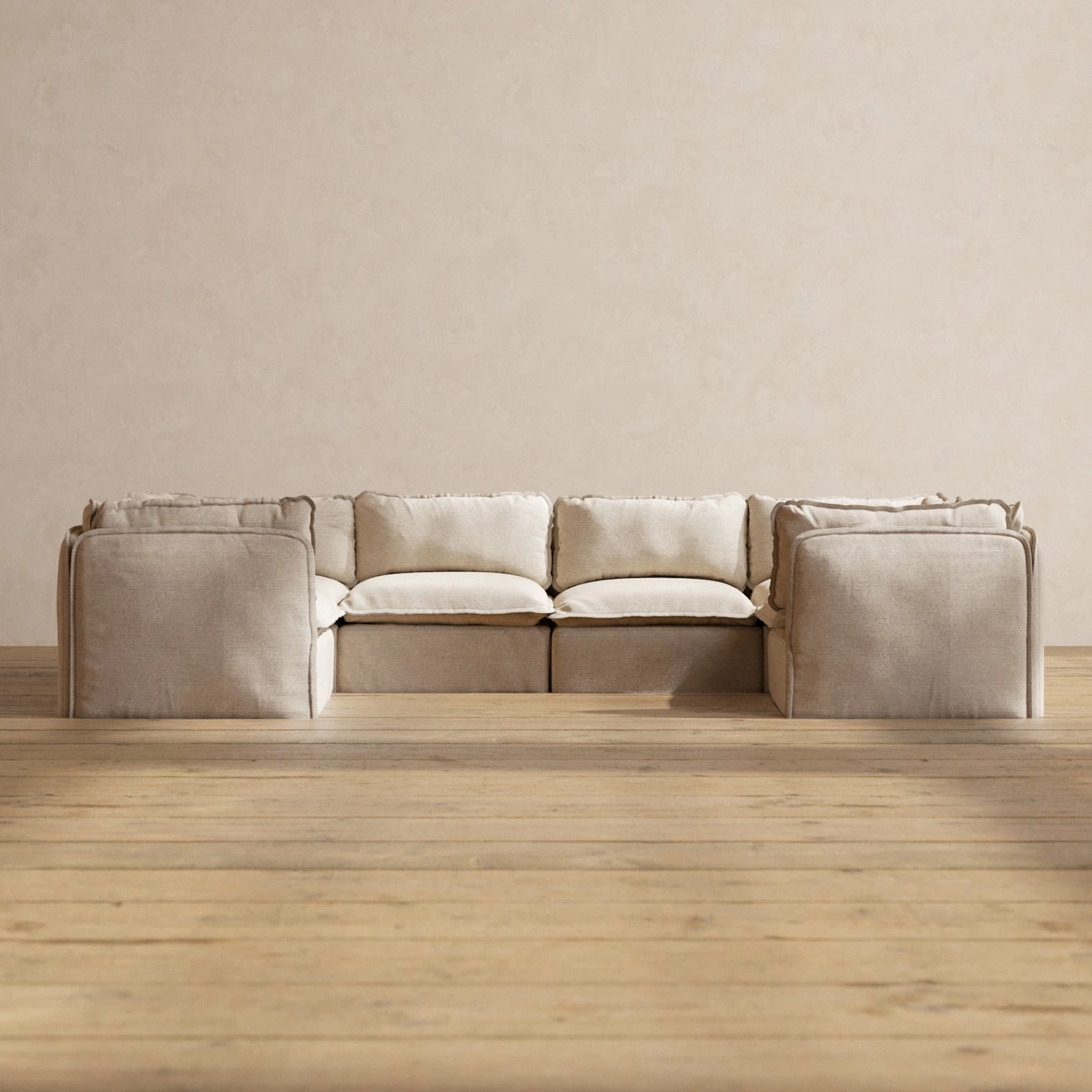 Modular Performance 6-Seater U-Sectional in Oat | Relaxed Blend