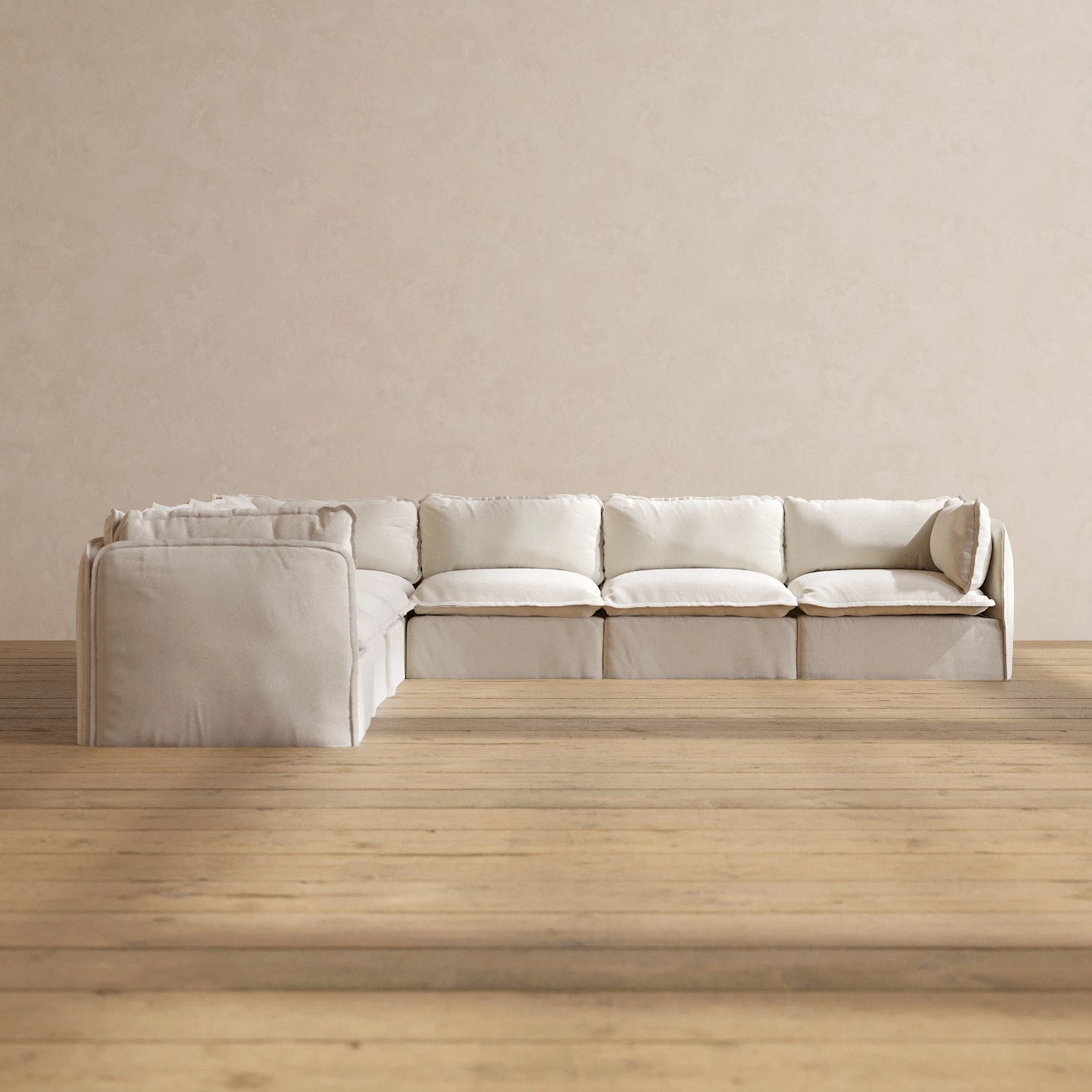 Modular Performance 7-Seater Corner Sectional in Flour | Deluxe Blend