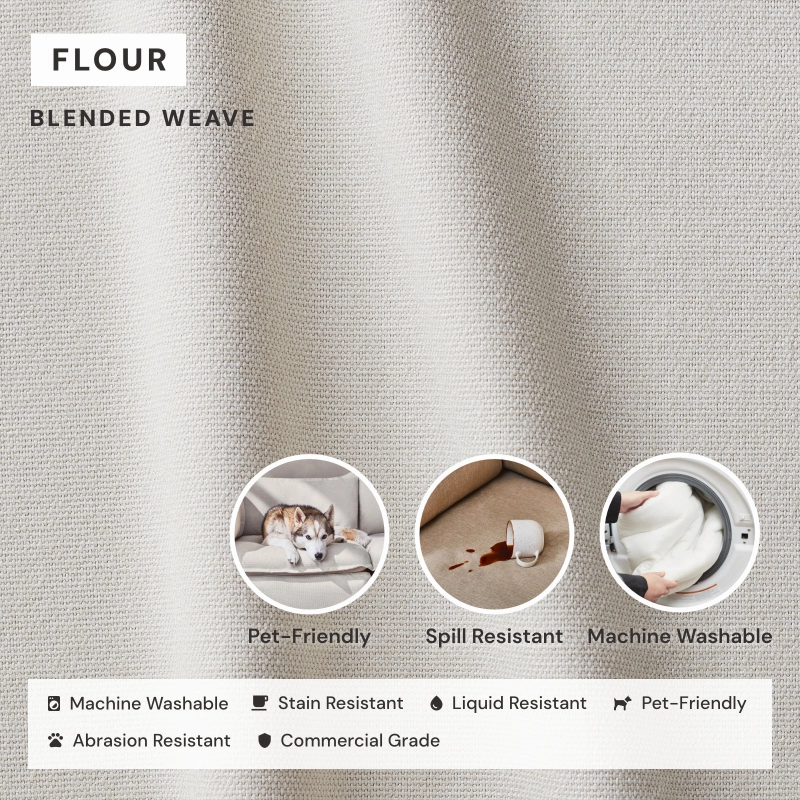 Modular Performance 7-Seater Corner Sectional in Flour | Deluxe Blend