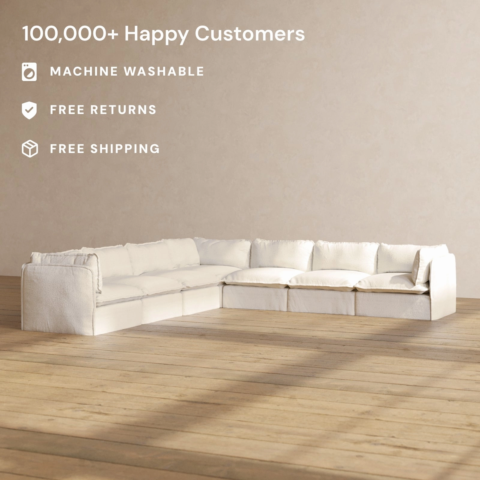 Modular Performance 7-Seater Corner Sectional in Mousse | Deluxe Blend