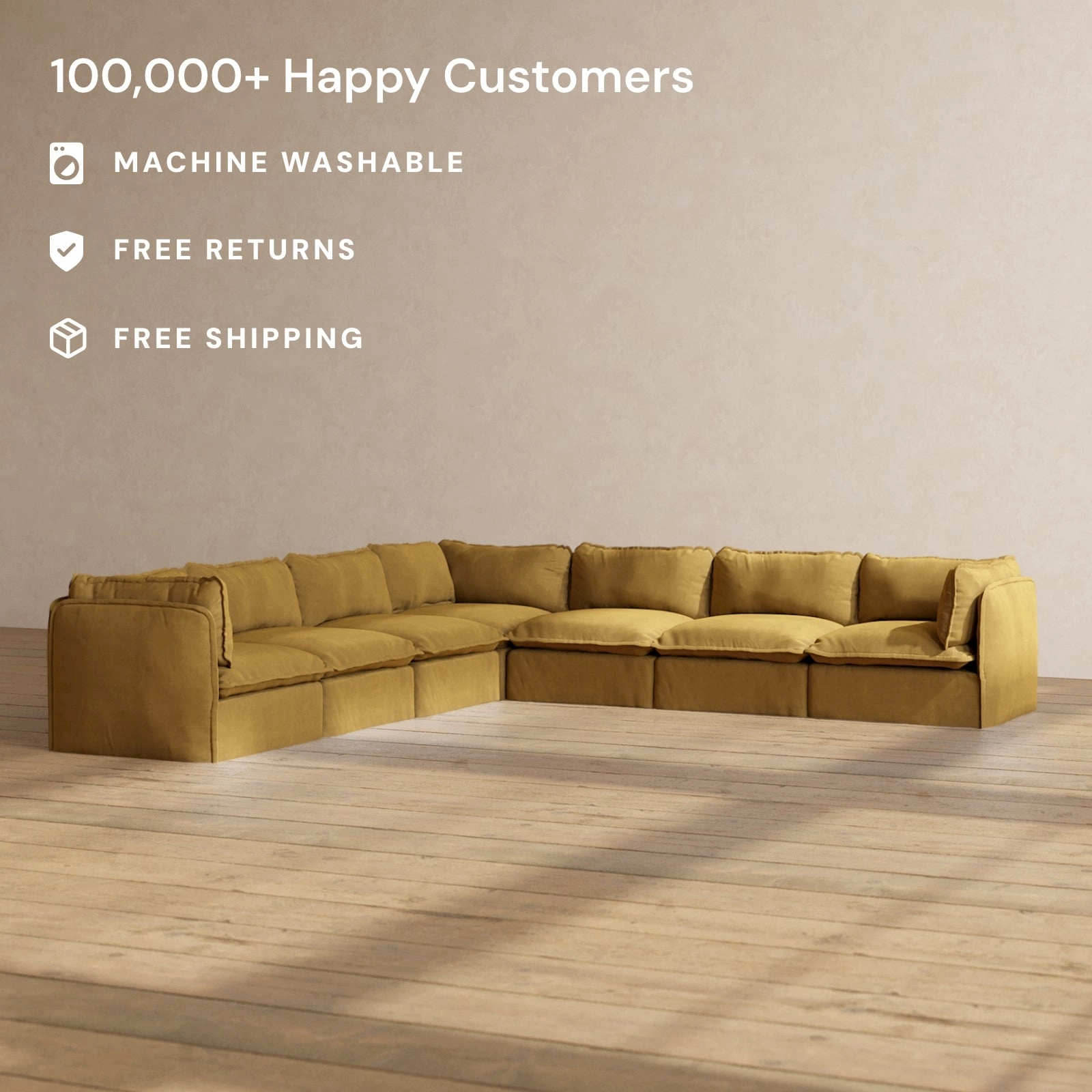 Modular Performance 7-Seater Corner Sectional in Toffee | Deluxe Blend
